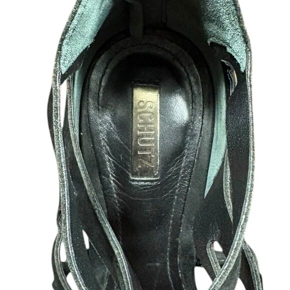 SCHUTZ Pequena Suede Black Strappy High Heels Sandals Womens US Size 7.5 - Picture 5 of 9